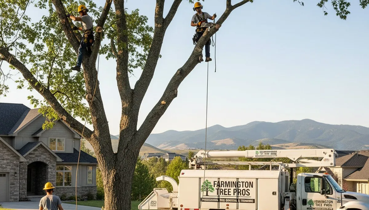 Professional tree removal service in Ogden UT safely cutting and clearing large trees