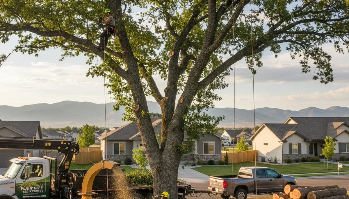 Professional tree removal service in Ogden, UT safely cutting down large tree