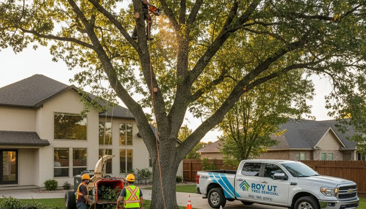 Professional tree removal service in Ogden UT safely clearing large trees for homeowners