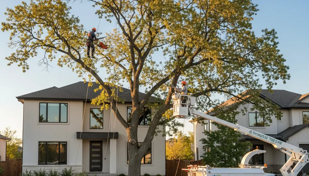 Professional tree removal service in Ogden, Utah safely clearing large oak tree branches